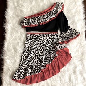 Dance Costume Latin Style Black/Red/White Animal Print Size Small